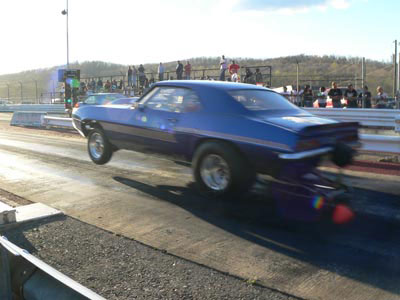blue camaro wheelie