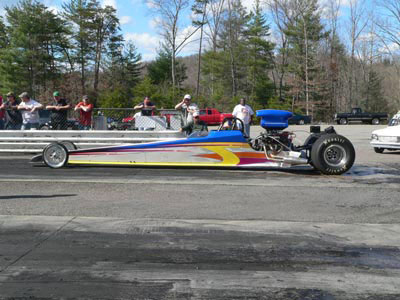 mulitcolored dragster