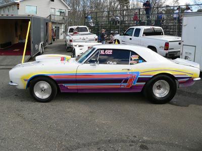 white pinstriped camaro